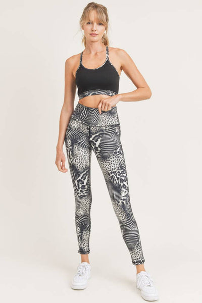 Leggings - Mono B Safari Print Highwaist Leggings - Girl Intuitive - Mono B -