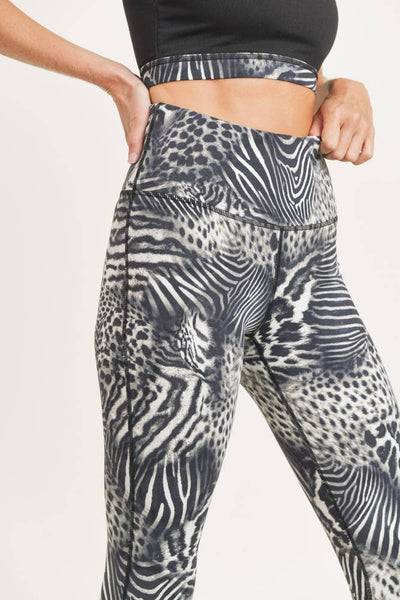 Leggings - Mono B Safari Print Highwaist Leggings - Girl Intuitive - Mono B -