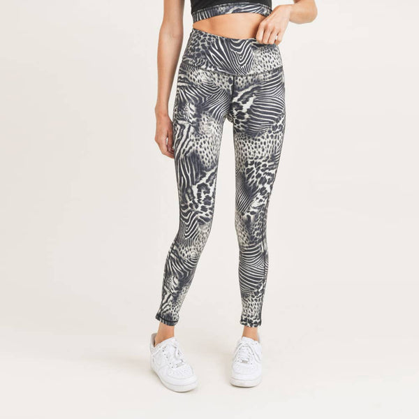 Leggings - Mono B Safari Print Highwaist Leggings - Girl Intuitive - Mono B -