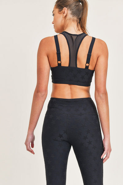 Sports Bra - Mono B Textured Star Jacquard TACTEL® Sports Bra - Girl Intuitive - Mono B -