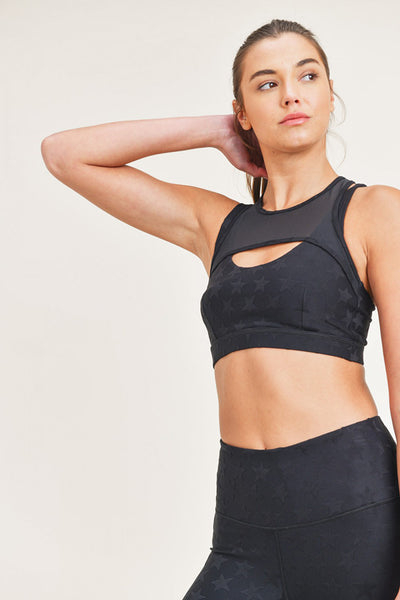Sports Bra - Mono B Textured Star Jacquard TACTEL® Sports Bra - Girl Intuitive - Mono B -