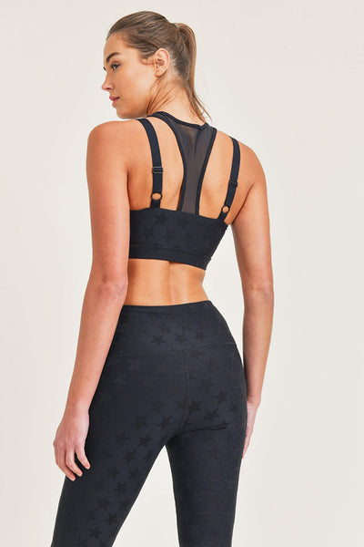 Sports Bra - Mono B Textured Star Jacquard TACTEL® Sports Bra - Girl Intuitive - Mono B -