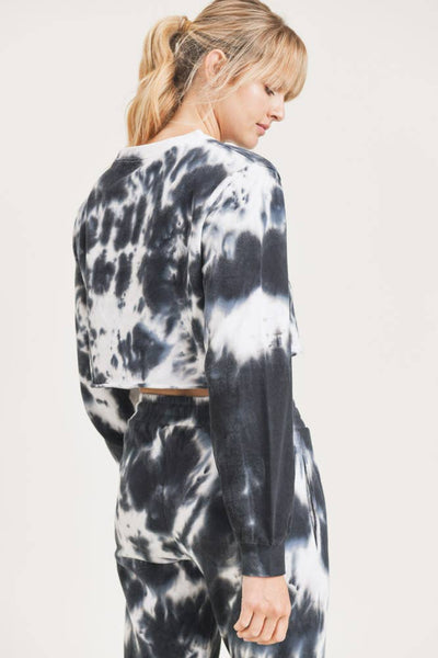 Sweatshirts - Mono B Tie-Dye Cotton Terry Cropped Pullover - Girl Intuitive - Mono B -