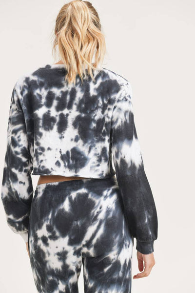 Sweatshirts - Mono B Tie-Dye Cotton Terry Cropped Pullover - Girl Intuitive - Mono B -