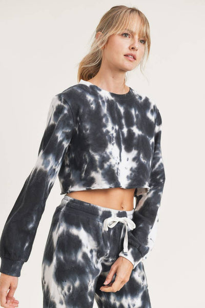 Sweatshirts - Mono B Tie-Dye Cotton Terry Cropped Pullover - Girl Intuitive - Mono B -