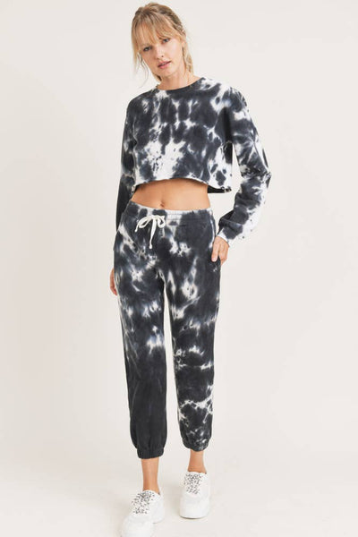 Sweatshirts - Mono B Tie-Dye Cotton Terry Cropped Pullover - Girl Intuitive - Mono B -