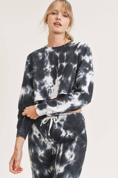 Sweatshirts - Mono B Tie-Dye Cotton Terry Cropped Pullover - Girl Intuitive - Mono B -