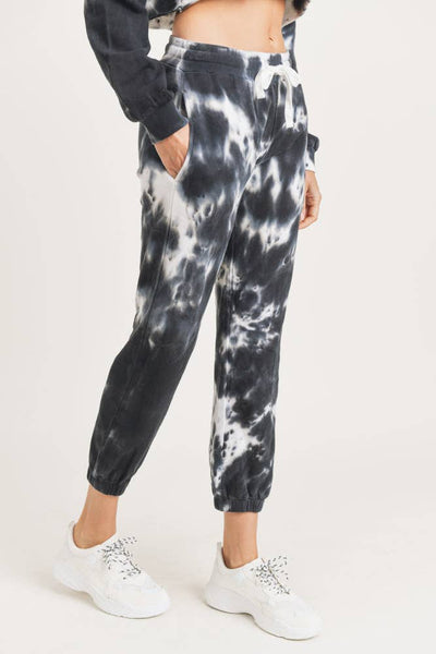 Joggers - Mono B Tie-Dye Cotton Terry Joggers with Cuffed Ankles - Girl Intuitive - Mono B -