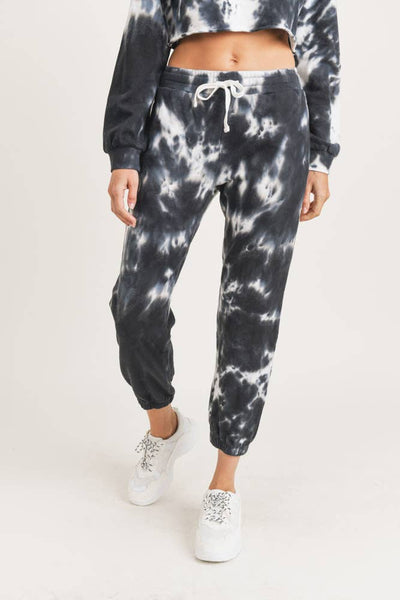 Joggers - Mono B Tie-Dye Cotton Terry Joggers with Cuffed Ankles - Girl Intuitive - Mono B -