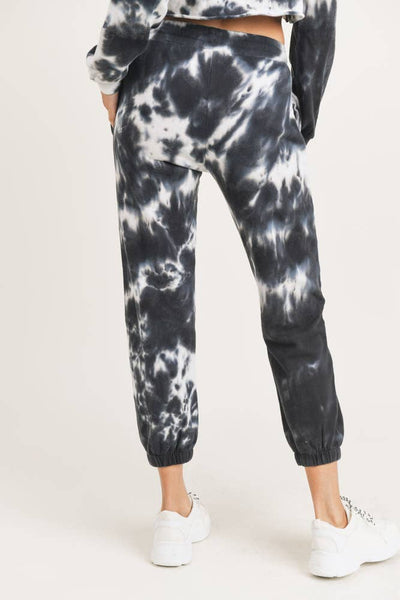 Joggers - Mono B Tie-Dye Cotton Terry Joggers with Cuffed Ankles - Girl Intuitive - Mono B -