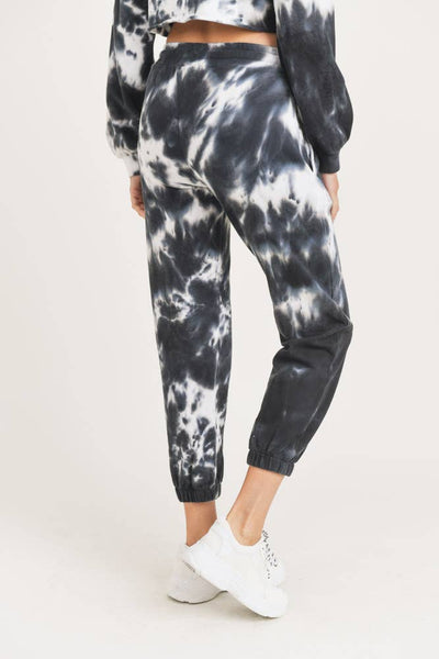 Joggers - Mono B Tie-Dye Cotton Terry Joggers with Cuffed Ankles - Girl Intuitive - Mono B -