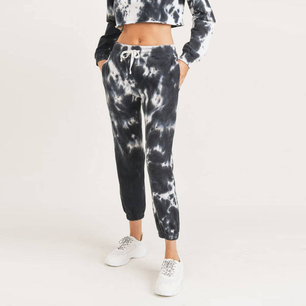 Joggers - Mono B Tie-Dye Cotton Terry Joggers with Cuffed Ankles - Girl Intuitive - Mono B -
