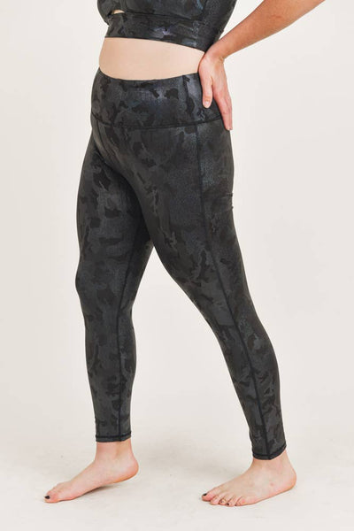 Leggings - Mono B PLUS Camo Holographic Microdot Foil Highwaist Leggings - Girl Intuitive - Mono B -