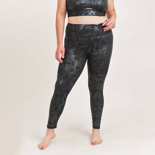 Leggings - Mono B PLUS Camo Holographic Microdot Foil Highwaist Leggings - Girl Intuitive - Mono B -