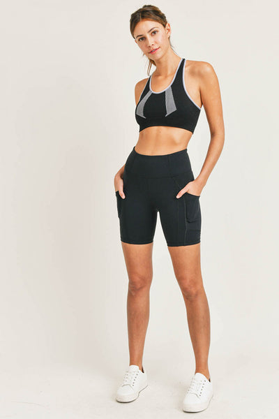 Leggings - Mono B Essential Highwaist Pocket Biker Shorts - Girl Intuitive - Mono B -