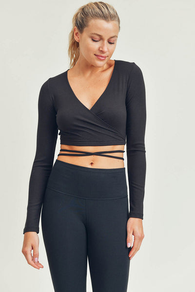 Top - Mono B Overlay Front Tie Cropped Top - Girl Intuitive - Mono B - S / Black