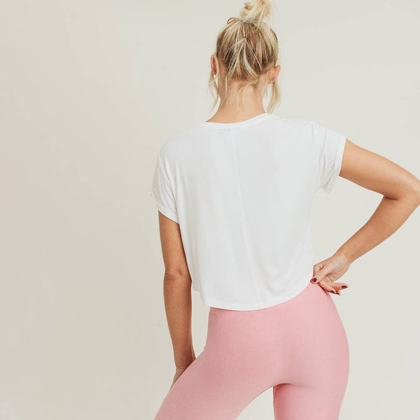 Top - Mono B Crop Athleisure Top with Roll-Up Sleeves - Girl Intuitive - Mono B -