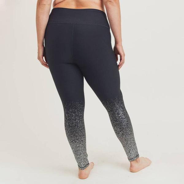 Leggings - Mono B Plus Metallic Raindrop Foil Highwaist Leggings - Girl Intuitive - Mono B -