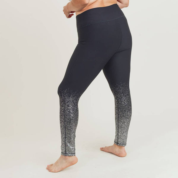 Leggings - Mono B Plus Metallic Raindrop Foil Highwaist Leggings - Girl Intuitive - Mono B -
