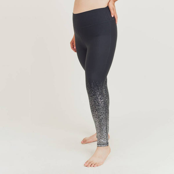 Leggings - Mono B Plus Metallic Raindrop Foil Highwaist Leggings - Girl Intuitive - Mono B -