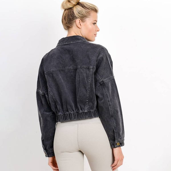 Jacket - Mono B Raw & Ribbed Crop Denim Jacket - Girl Intuitive - Mono B -