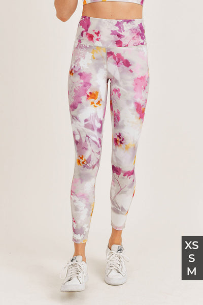 Leggings - Mono B Watercolor Floral Highwaist Leggings - Girl Intuitive - Mono B -