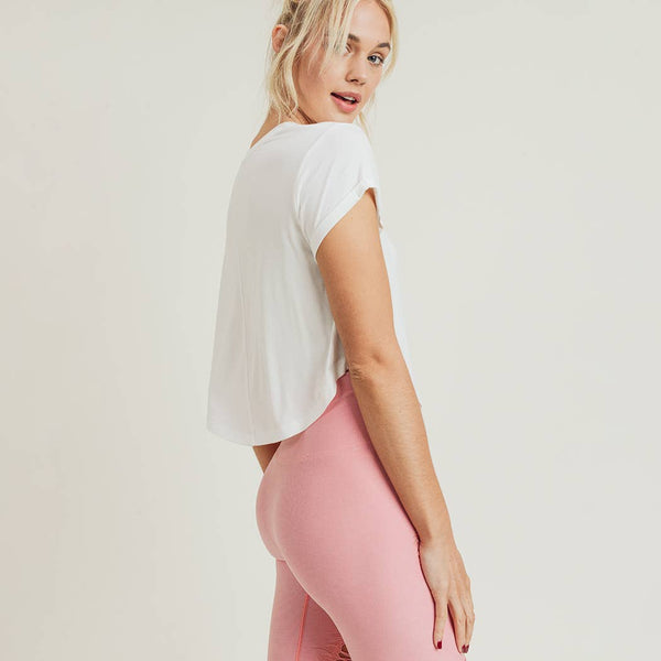 Top - Mono B Crop Athleisure Top with Roll-Up Sleeves - Girl Intuitive - Mono B -