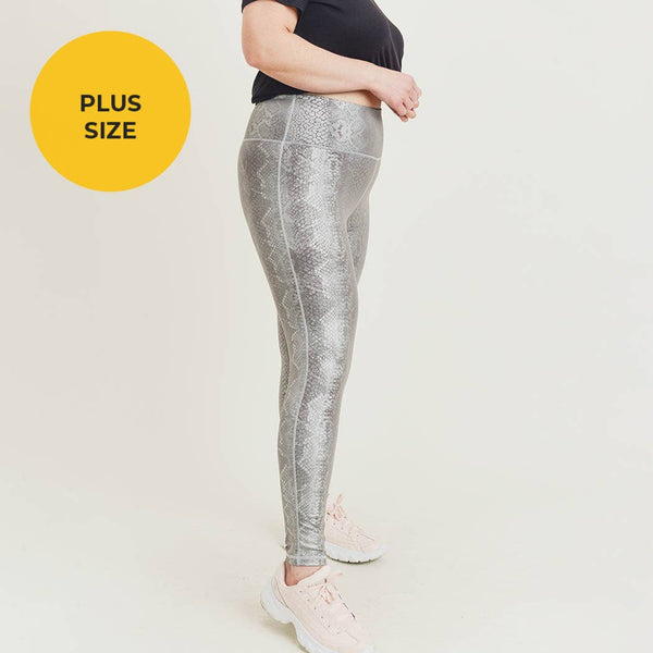 Leggings - Mono B Plus Silver Snake Print Highwaist Leggings - Girl Intuitive - Mono B -