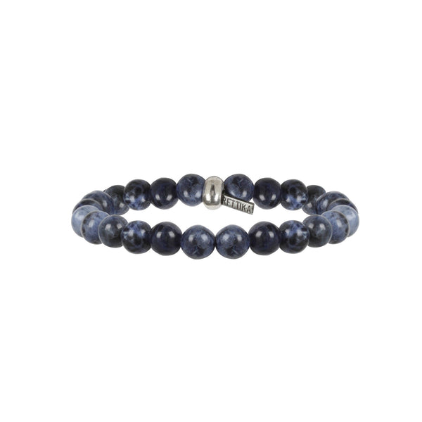 Men - Galaxy Sodalite Beaded Bracelet with Silver Ox - Girl Intuitive - Ettika -