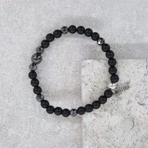 Men - Mens Iron Ire Bracelet in Onyx and Antique Silver - Girl Intuitive - Ettika -