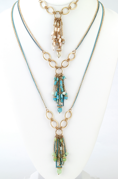 Necklace - Multi Chain Tassel Long Necklace - Girl Intuitive - Island Imports -
