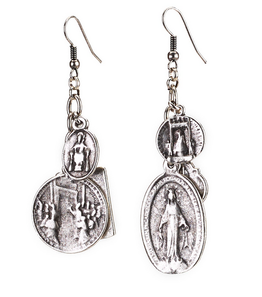earrings - Religious Inspired Multi-Charm Earrings - Girl Intuitive - Island Imports -