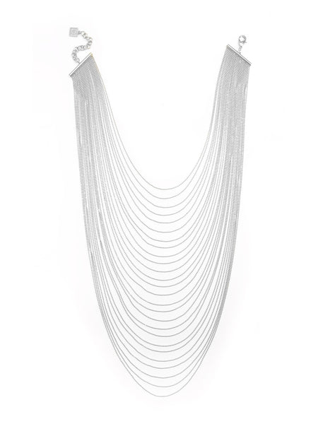 Necklace - Multi-Row Chain Layered Necklace - Girl Intuitive - Zenzii - Silver