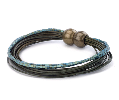 bracelet - Multi-Strand Beaded Leather Bracelet - Girl Intuitive - Island Imports -