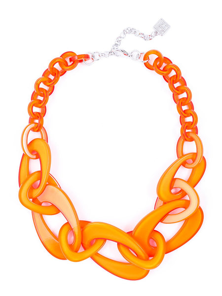 Necklace - Mod Resin Links Necklace - Girl Intuitive - Zenzii - Orange