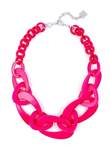 Necklace - Mod Resin Links Necklace - Girl Intuitive - Zenzii - Hot Pink