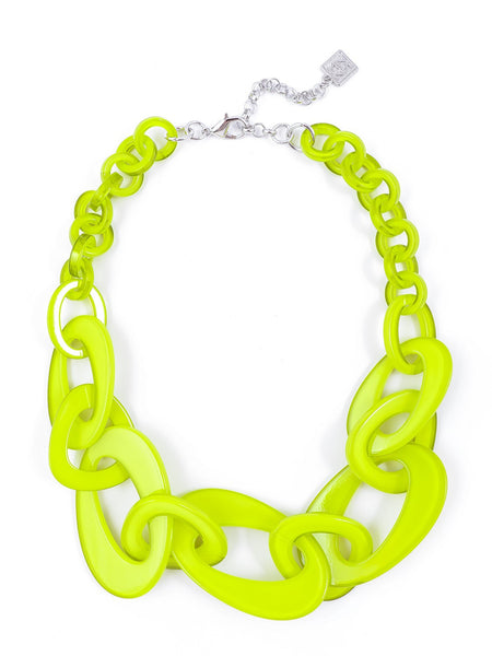 Necklace - Mod Resin Links Necklace - Girl Intuitive - Zenzii - Lime
