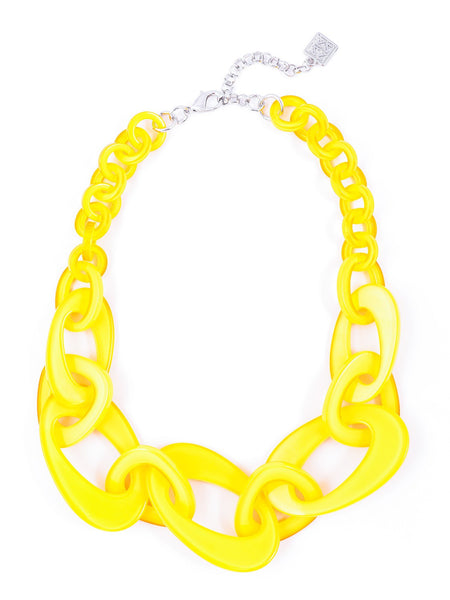 Necklace - Mod Resin Links Necklace - Girl Intuitive - Zenzii - Bright Yellow