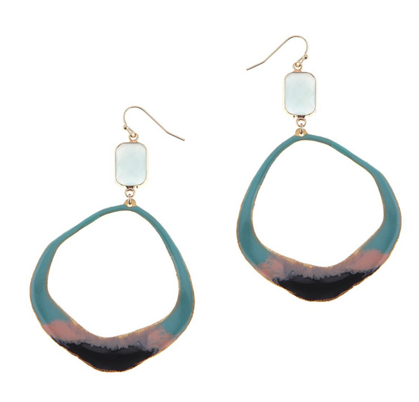 earrings - Nakamol Amazonite Oval Hoop Earrings - Girl Intuitive - Nakamol -