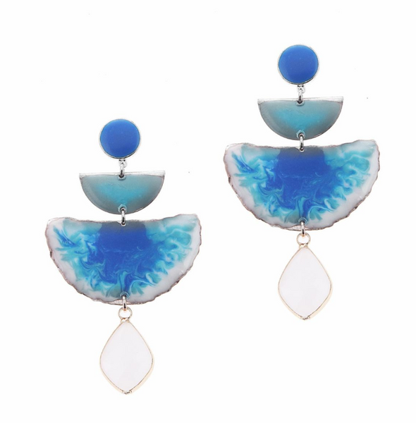 earrings - Nakamol Blue Moonstone Geometric Shape Earrings - Girl Intuitive - Nakamol -