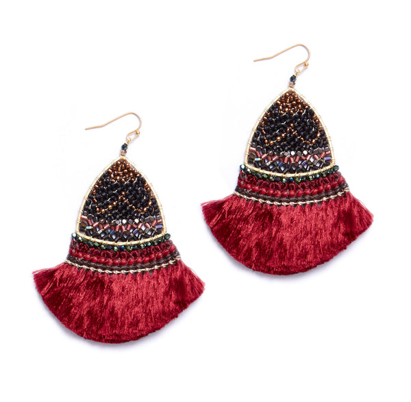 earrings - Nakamol Designer Beaded Mix Tassel Earrings - Girl Intuitive - Nakamol -