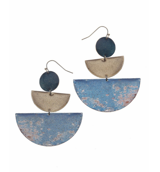 earrings - Nakamol Geometric Shapes Blue Drop Earrings - Girl Intuitive - Nakamol -