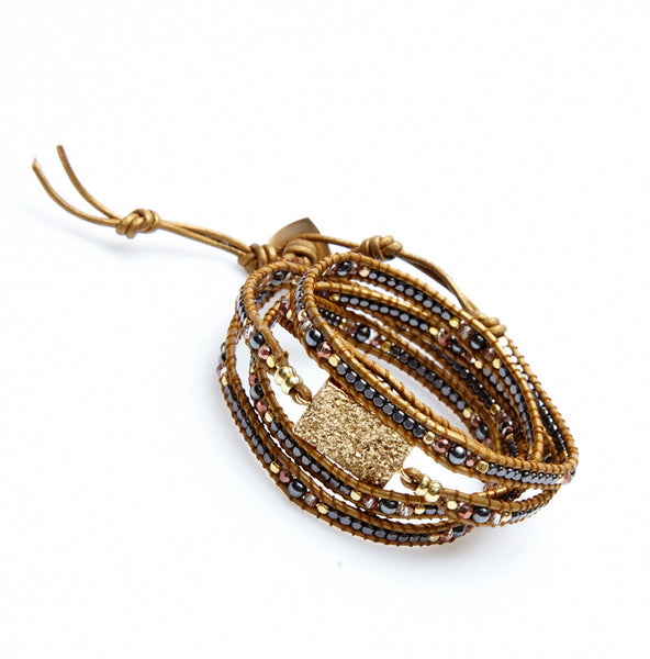 bracelet - Nakamol Gold Druzy Wrap Bracelet - Girl Intuitive - Nakamol -