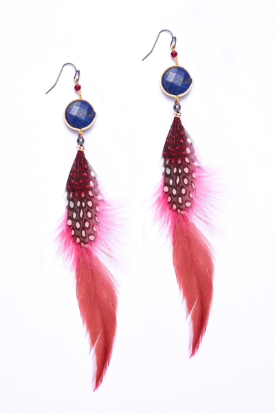 earrings - Nakamol Lapis Drop Feather Earrings - Girl Intuitive - Nakamol -