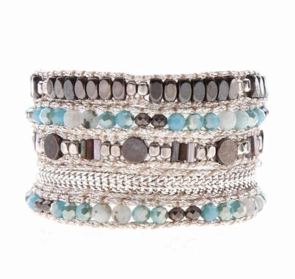 bracelet - Nakamol Amazonite Metallic Silver Wrap Bracelet - Girl Intuitive - Nakamol -
