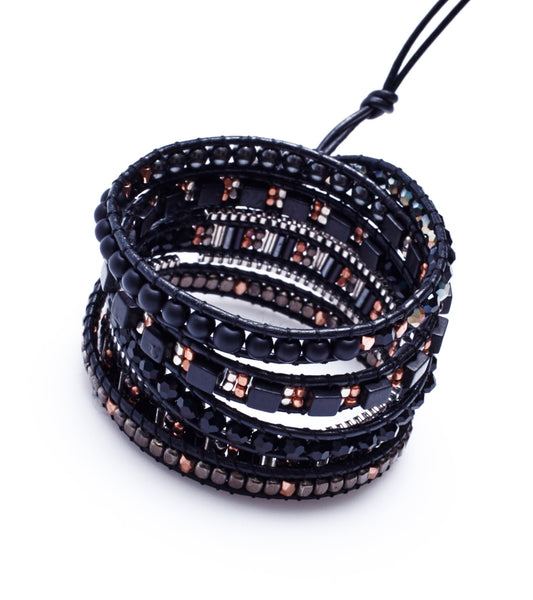 bracelet - Nakamol Wrap Bracelet Black with Rose Gold - Girl Intuitive - Nakamol -