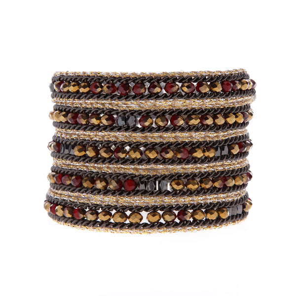 bracelet - Nakamol Wrap Bracelet of Red and Gold Mix - Girl Intuitive - Nakamol -
