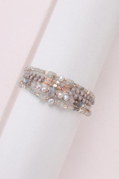 bracelet - Nakamol Labradorite and Pearls Pull Bracelet - Girl Intuitive - Nakamol -