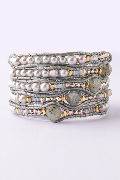 bracelet - Nakamol Labradorite and Pearls Wrap Bracelet - Girl Intuitive - Nakamol -