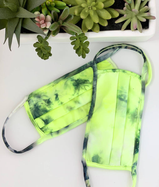 Mask - Neon Green Tie Dye Reusable Face Mask - Girl Intuitive - Fore Collection -